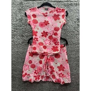 Vintage Onda De Mar Set Floral Beaded Shirt & Mini Skirt Cover Up Womens Size S‎